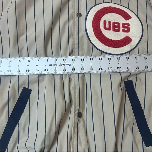 Chicago Cubs Majestic Cooperstown Collection Pinstripe Jacket Mens Size Large - Picture 15 of 16